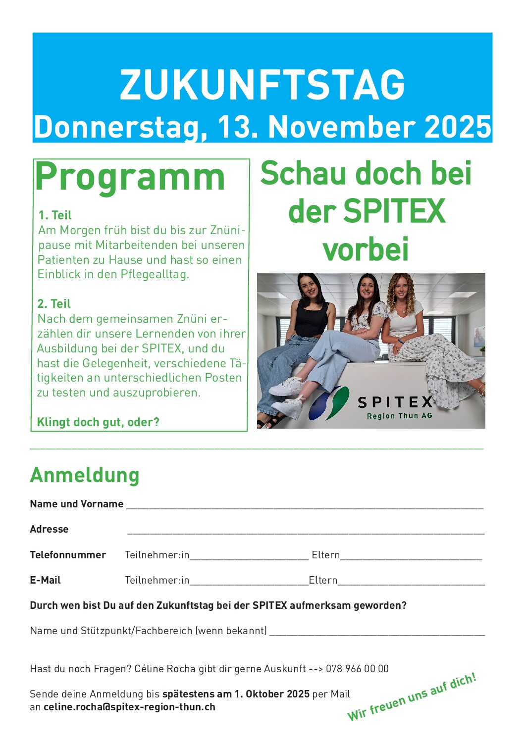 Zukunftstag – es hat noch freie Plätze